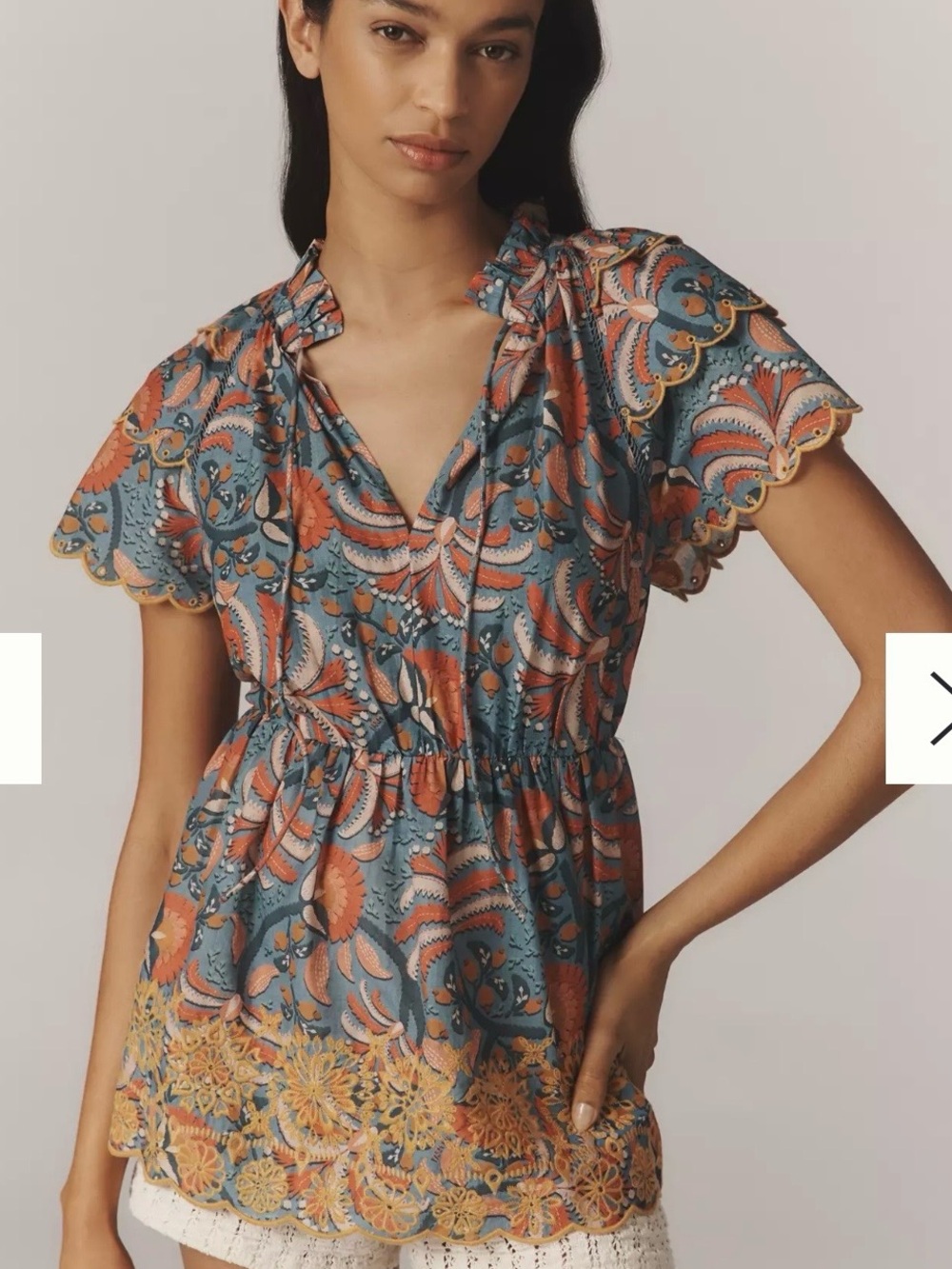 Farm Rio embroidered blouse